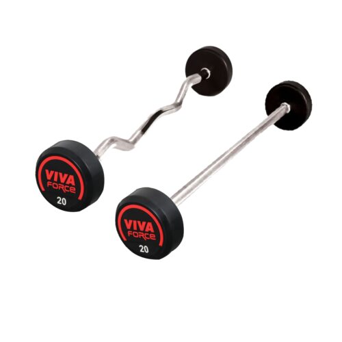 VIVA Force – Rubber Coated Fixed Barbells with Straight & Curl Bar